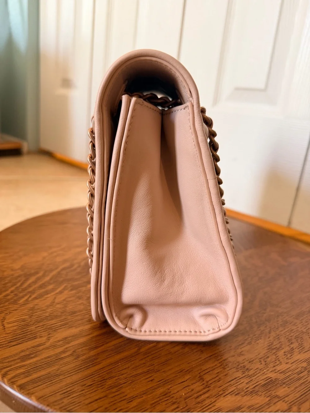 Tory Burch Pink, Taupe & Cream Quilted Chain Shoulder Bag